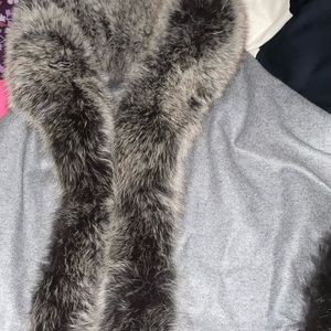 Grey cashmere silver fox trim cape, NWT, one size fits all PRICE DROP!